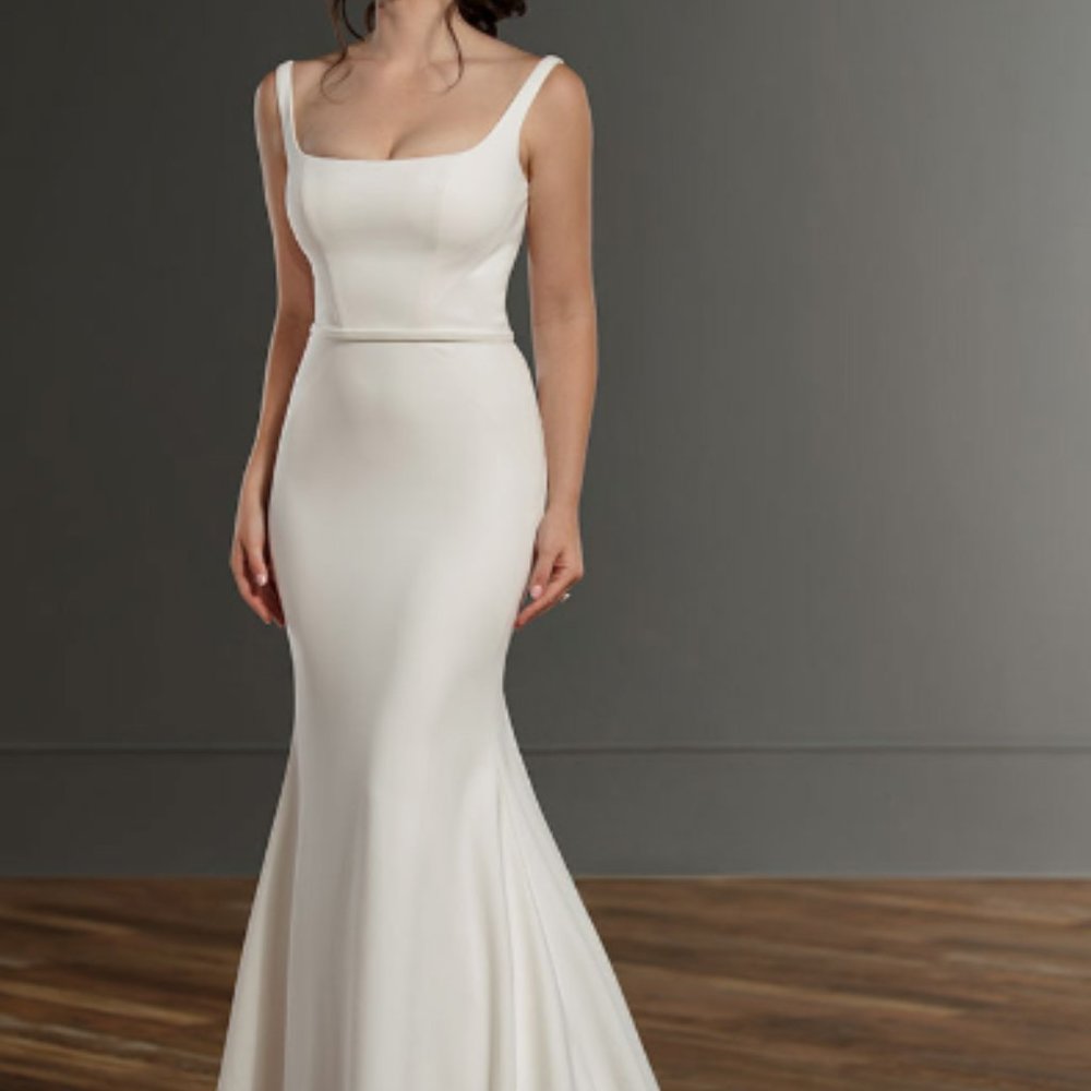 NWT Martina Liana Ivory #1235 Square neck fit and flare wedding dress sz 12